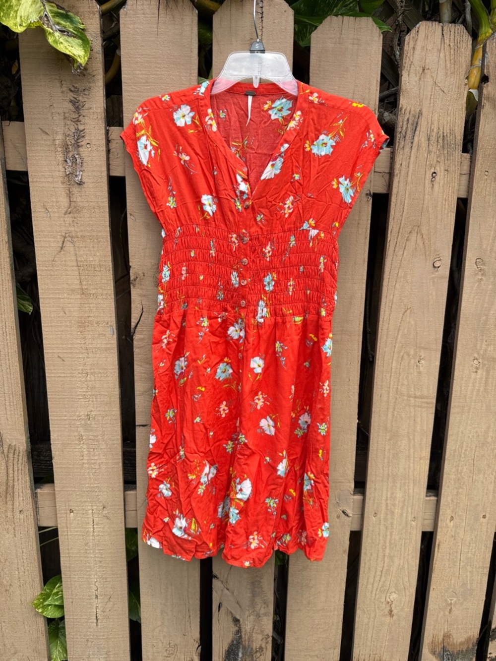 Free People Red Floral Midi Dress